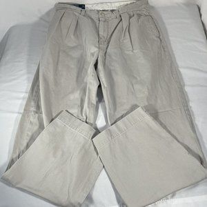 Polo Ralph Lauren Andrew Pant Chino Tan Gray Dress Pants Pleated Sz 33x30 Mens